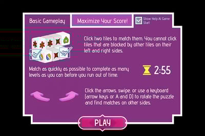A purple screen with a game called maximize your score.